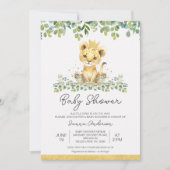 Invitation Joli Baby shower de Lion Boys de Foliing Vert (Devant)