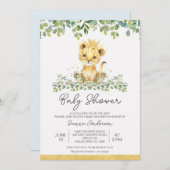 Invitation Joli Baby shower de Lion Boys de Foliing Vert (Devant / Derrière)