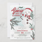 Invitation Joli baby shower de neige de pin vert d'hiver (Devant)
