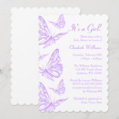 Invitation Joli Baby shower de papillon pourpre (Devant / Derrière)