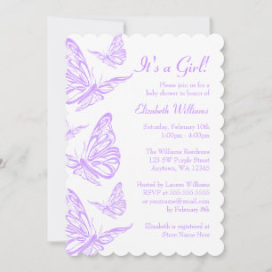 Invitation Joli Baby shower de papillon pourpre