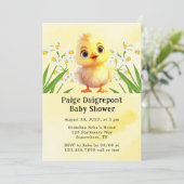 Invitation Joli Baby shower de Pâques au poulet jaune (Debout devant)