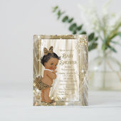 Invitation Joli Baby shower de perles de léopard pour fille e (Debout devant)