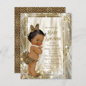Invitation Joli Baby shower de perles de léopard pour fille e (Devant / Derrière)