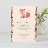 Invitation Joli Baby shower de renard de bois Couples d'arros (Debout devant)
