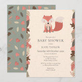 Invitation Joli Baby shower de renard de bois Couples d'arros (Devant / Derrière)