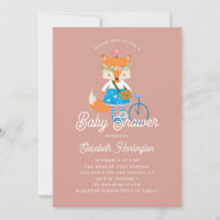 Joli baby shower de renard drôle. Bois rose