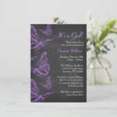 Invitation Joli Baby shower de tableau rouge à papillon pourp (Debout devant)