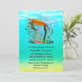 Invitation Joli Baby shower de tortue sous-marine (Debout devant)