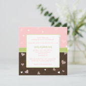Invitation Joli baby shower des Petits Coeurs Roses (Debout devant)