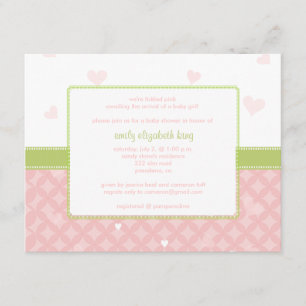 Invitation Joli baby shower des Petits Coeurs Roses