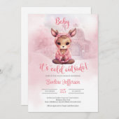 Invitation Joli Baby shower d'hiver fille cerf (Devant / Derrière)