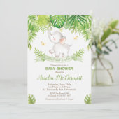 Invitation Joli Baby shower éléphant Jungle Animaux Garçon (Debout devant)