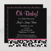 Invitation Joli Baby shower Empreinte de léopard noir blanc r (Devant / Derrière)