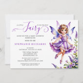 Invitation Joli Baby shower Fée de Fleur Violet Floral (Devant)