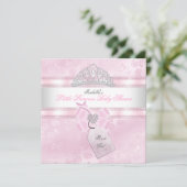 Invitation Joli Baby shower fille petite princesse Damask 3 (Debout devant)