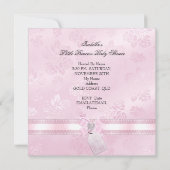 Invitation Joli Baby shower fille petite princesse Damask 3 (Dos)