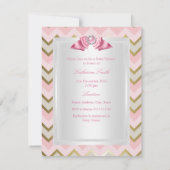 Invitation Joli Baby shower fille rose or Chevron (Dos)
