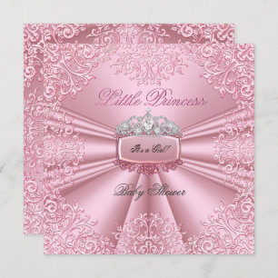 Invitation Joli Baby shower fille rose Princesse Tiara dentel