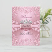 Invitation Joli Baby shower fille rose Princesse Tiara dentel (Debout devant)