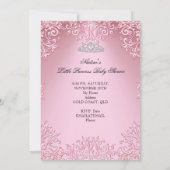 Invitation Joli Baby shower fille rose Princesse Tiara dentel (Dos)