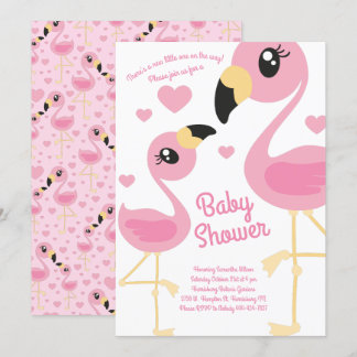 Invitation Joli Baby shower Flamant rose Plage tropicale Fill