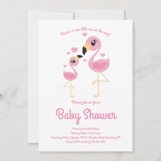 Invitation Joli Baby shower Flamant rose Plage tropicale Fill (Devant)