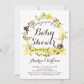 Invitation Joli Baby shower fleuri jaune (Devant)