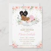 Invitation Joli Baby shower Floral Blush Africain (Devant)