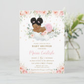 Invitation Joli Baby shower Floral Blush Africain (Debout devant)