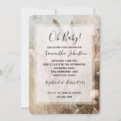 Invitation Joli Baby shower Floral Boho Beige Blush (Devant)
