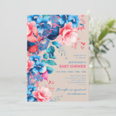 Invitation Joli Baby shower Floral Champagne (Debout devant)