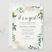 Invitation Joli Baby shower Floral de couronne d'or Invitatio (Devant)