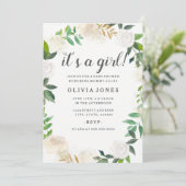 Invitation Joli Baby shower Floral de couronne d'or Invitatio (Debout devant)