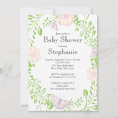 Invitation Joli Baby shower floral de papillon moderne (Devant)