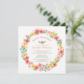 Invitation Joli Baby shower Floral Filles Wreath (Debout devant)