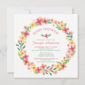Invitation Joli Baby shower Floral Filles Wreath (Devant)