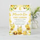 Invitation Joli Baby shower Floral Miel Abeilles (Debout devant)