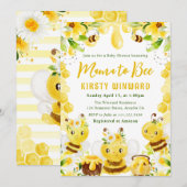Invitation Joli Baby shower Floral Miel Abeilles (Devant / Derrière)