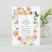 Invitation Joli Baby shower Floral Pastel (Debout devant)