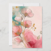 Invitation Joli Baby shower floral rose fille (Dos)