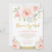 Invitation Joli Baby shower Floral Rose Rose Fille Par Courri (Devant)