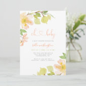 Invitation Joli Baby shower Floral Rose Rose Rose Vert (Debout devant)