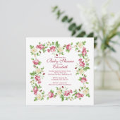 Invitation Joli Baby shower Floral Rose Rouge & Blanc (Debout devant)