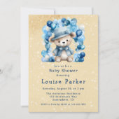 Invitation Joli Baby shower Garçon En Ours En Teddy (Devant)