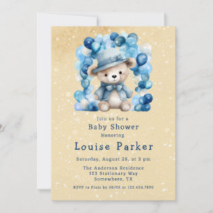 Invitation Joli Baby shower Garçon En Ours En Teddy
