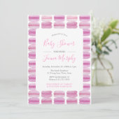 Invitation Joli Baby shower Macaron couleur rose Aquarelle (Debout devant)