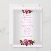 Invitation Joli Baby shower mignonne fille rose Roses Pois (Dos)