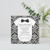 Invitation Joli Baby shower noir et blanc Damas (Debout devant)