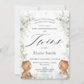 Invitation Joli Baby shower Nounours Twins High Tea Party (Devant)